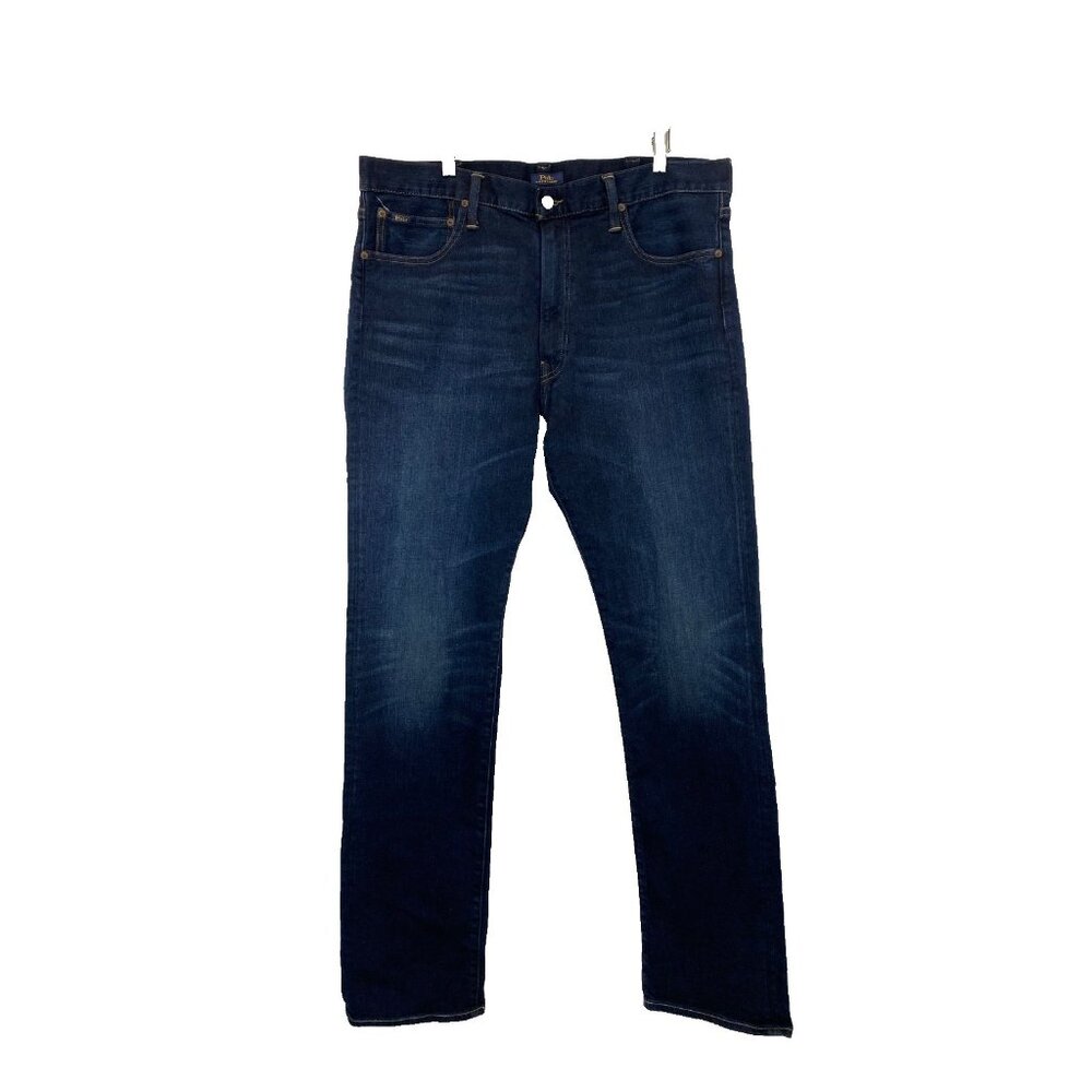 Polo Ralph Lauren Hampton Relaxed Straight Leg Jean Size Tall 38x36 Dark Wash - Picture 2 of 11